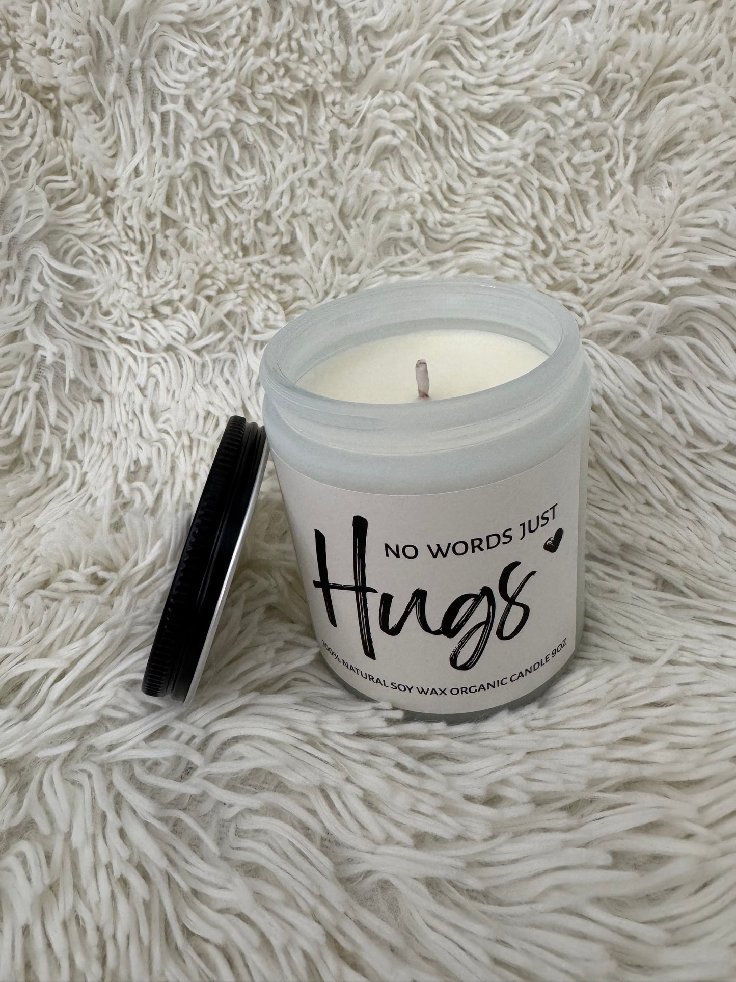 No words just hugs natural soy candle