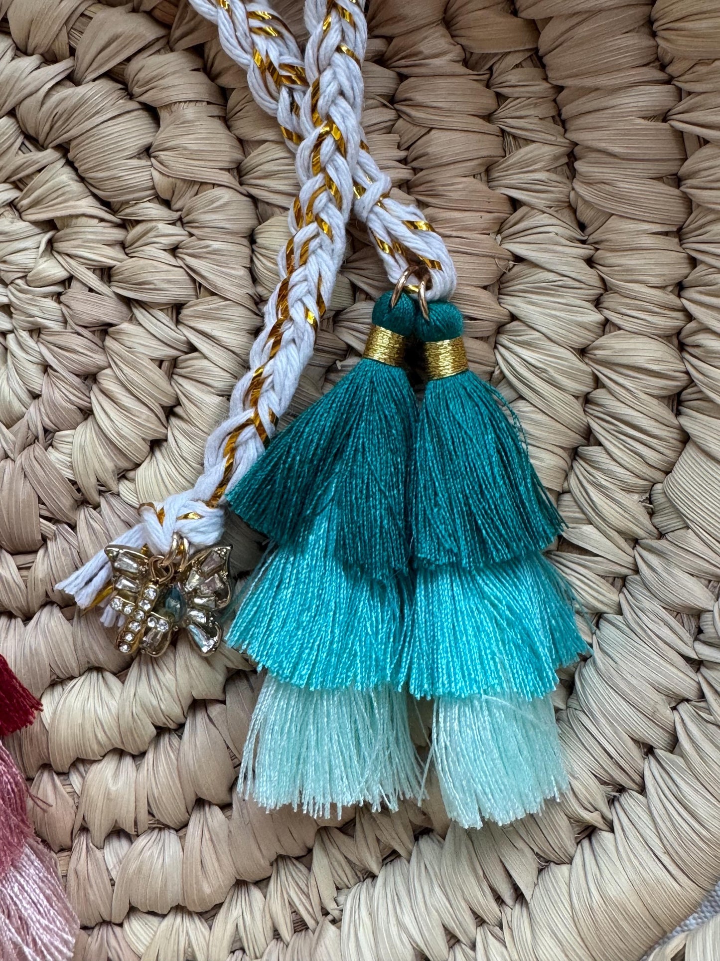 Gold braided Bible bookmark w/ tassels and charms