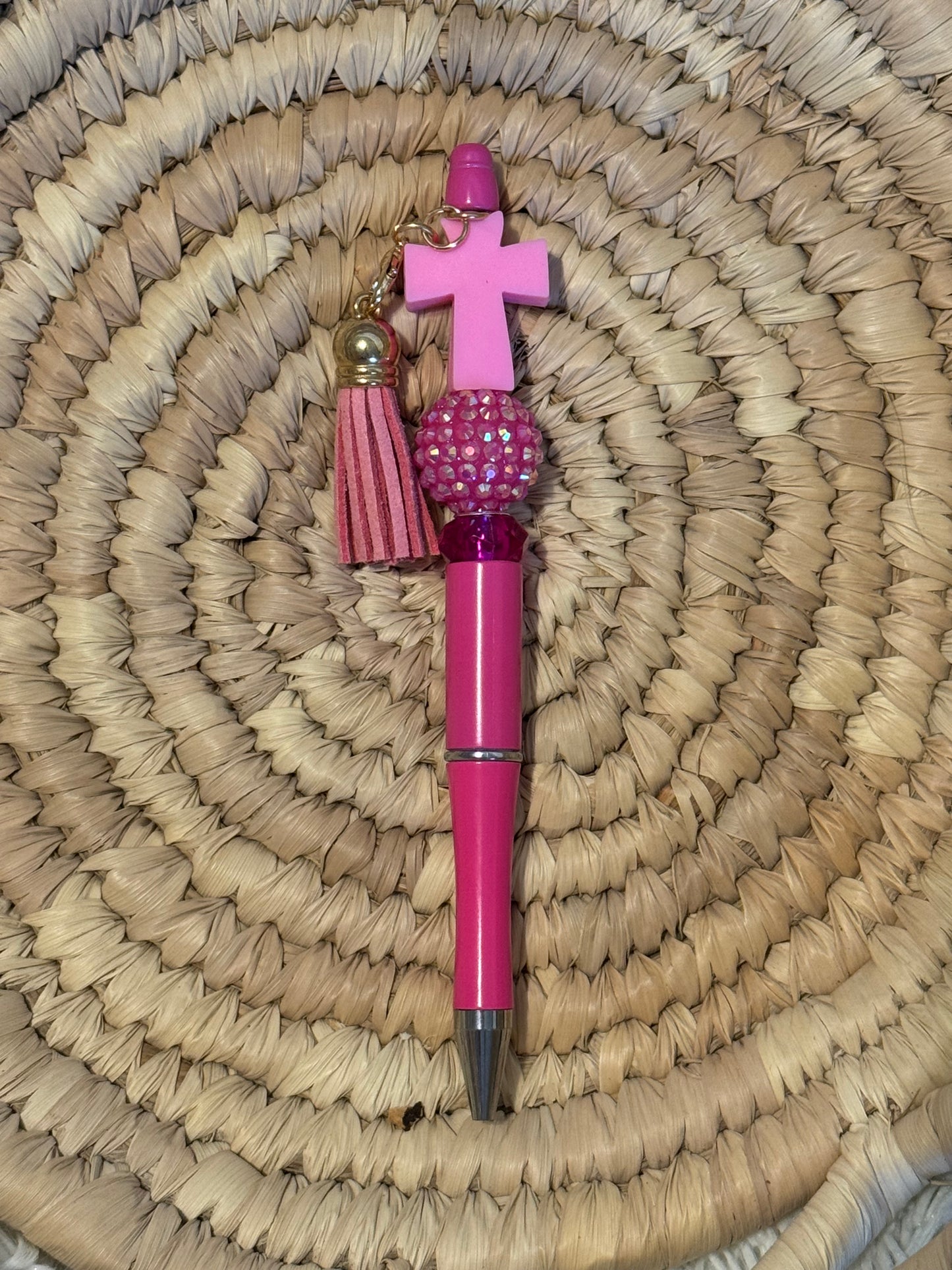 Black ink focal pen w/ cross and tassel