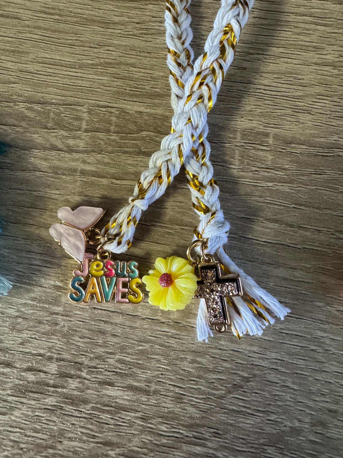 Gold braided bookmarks w/ charms