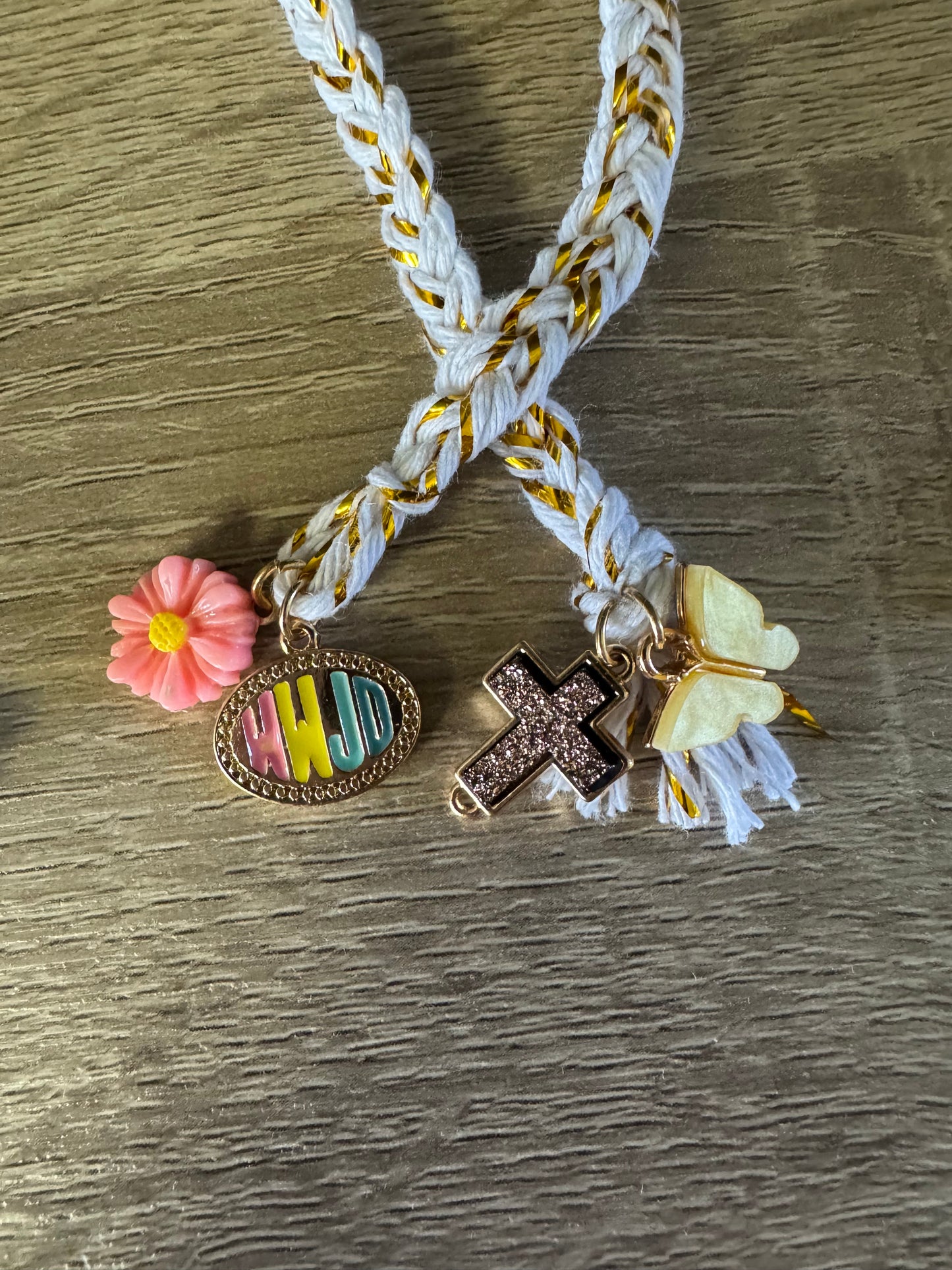 Gold braided bookmarks w/ charms