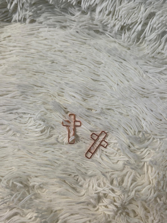2 Rose Gold cross bookmarks