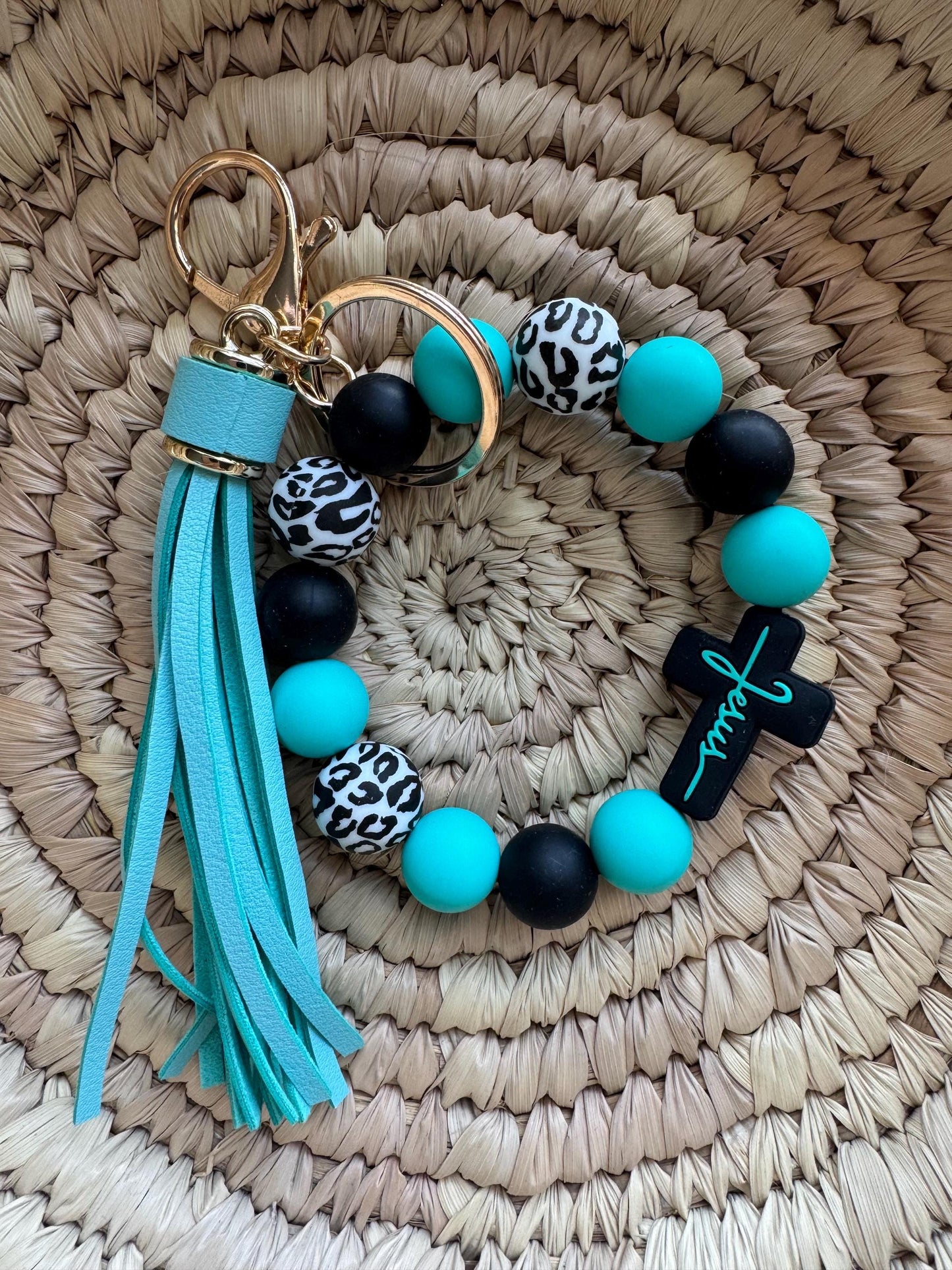 Jesus Cross focal Wristlets w/ tassel and keychain clip