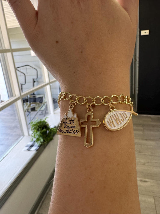 Gold Christian Charm Bracelet