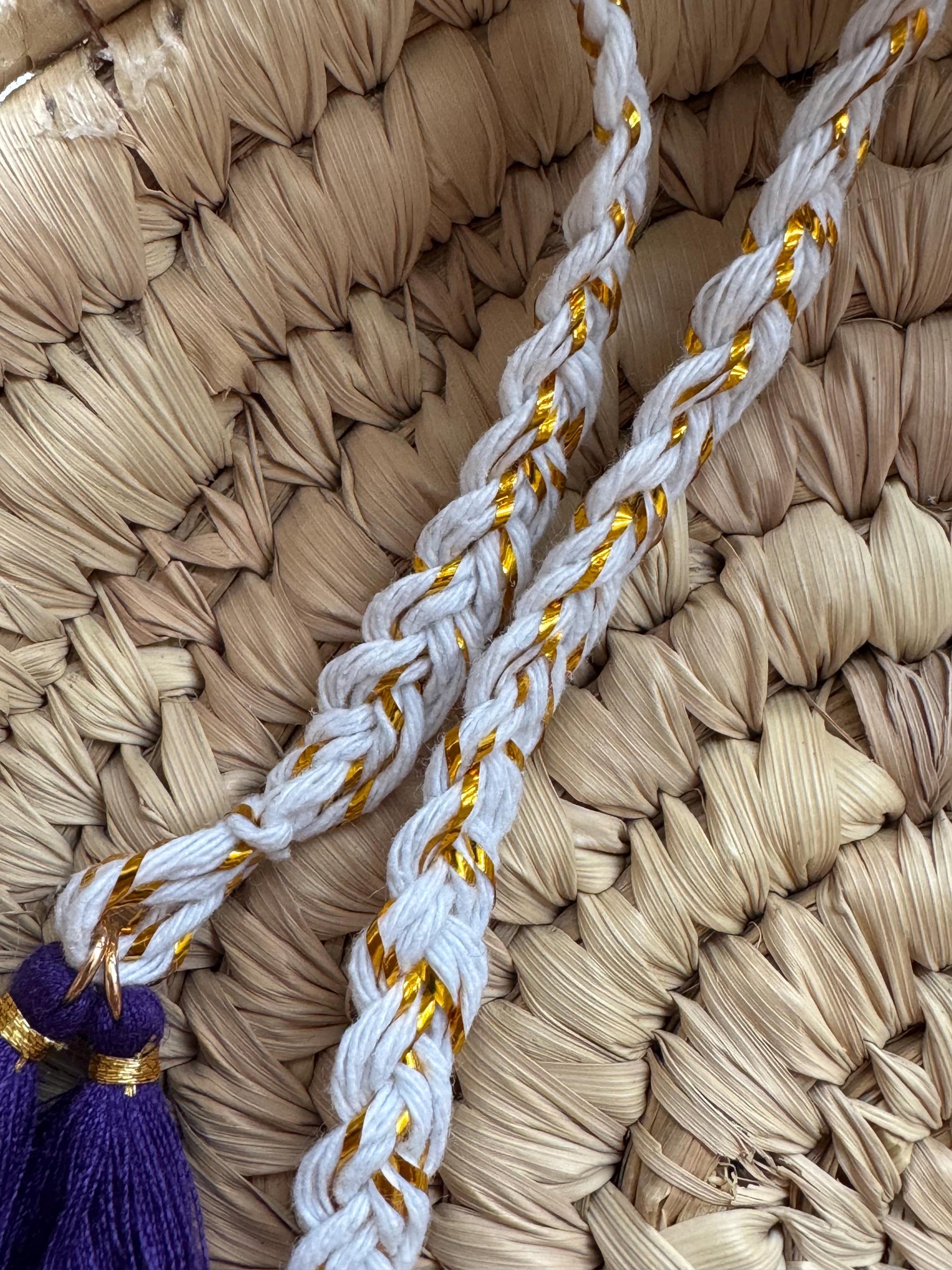 Gold braided Bible bookmark w/ tassels and charms