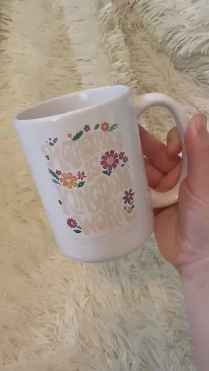 Motherhood is kingdom work glass mug